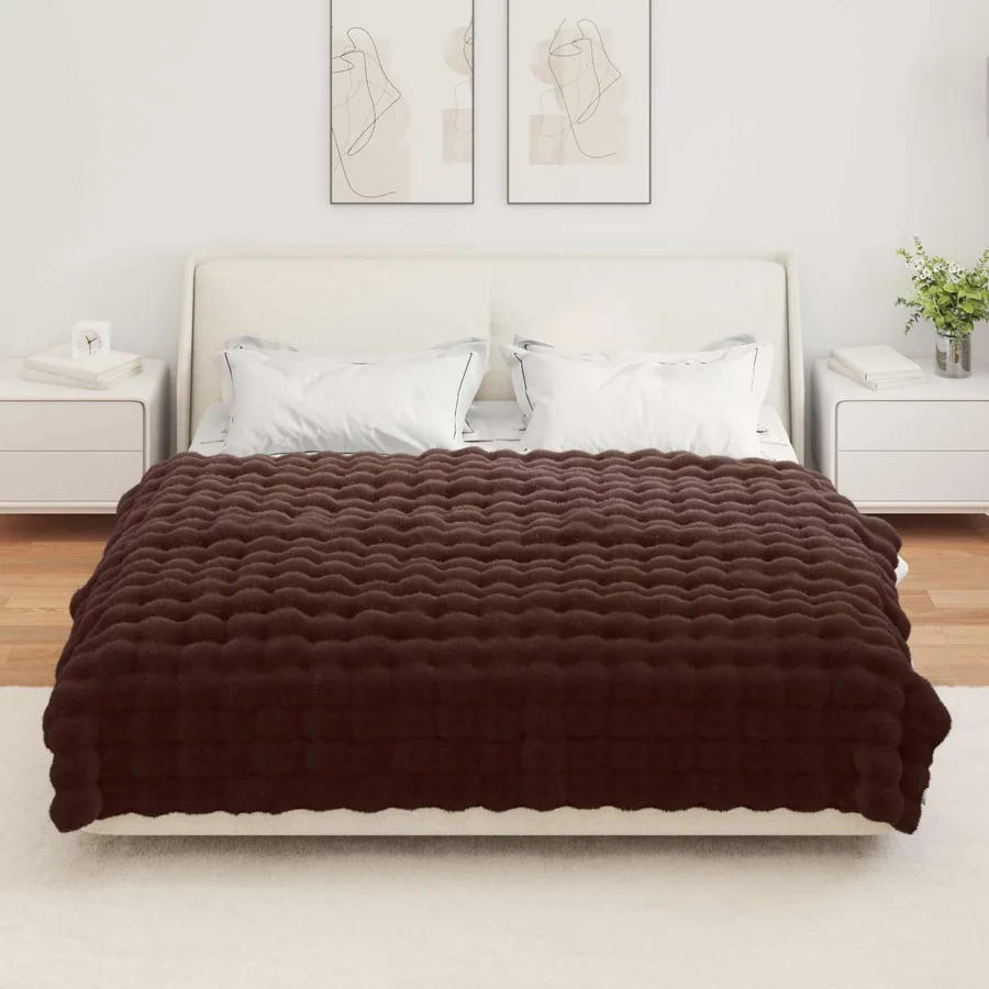 Couverture antidérapante en fausse de lapin Olite 4 pcs Camel - 4
