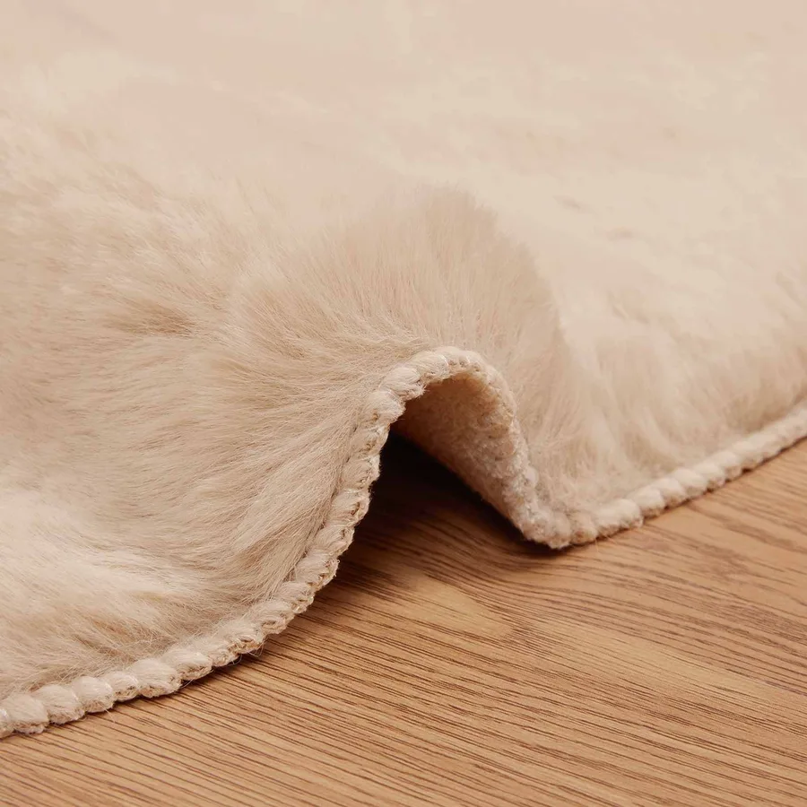 Tapis antidérapant en fausse de lapin OLITE Taupe Ø 160 cm - 5