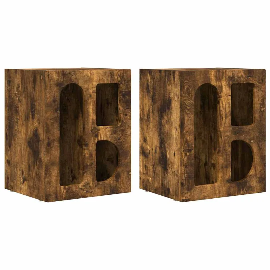 Table de chevet ELST 2 pc Chêne fumé 40 x 35 x 50 cm - 2