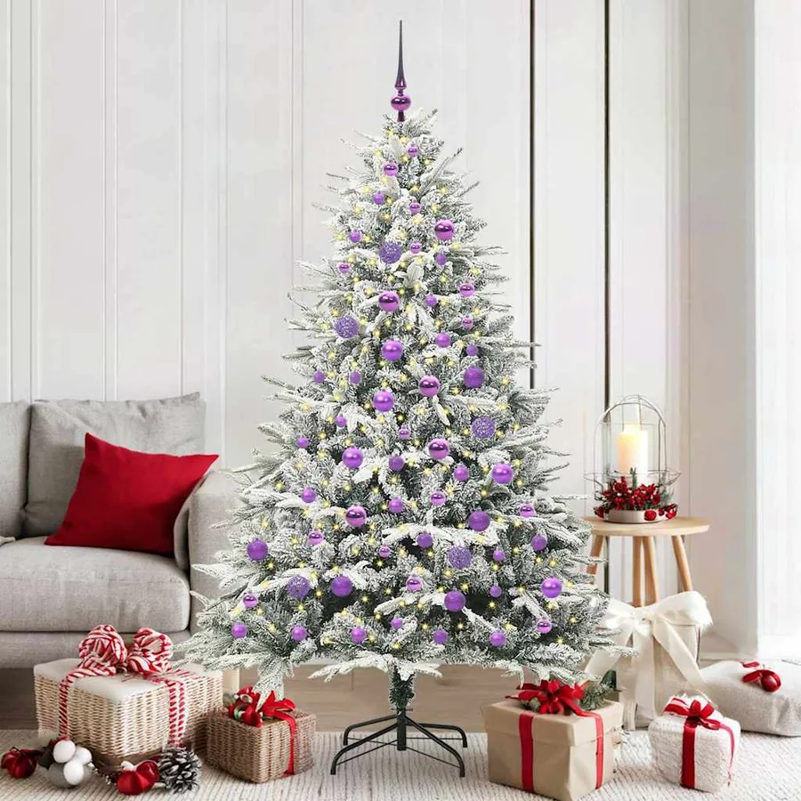 Arbre de Noël artificiel pré-éclairé avec ensemble de boules
