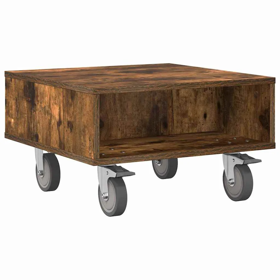 Table d'appoint avec roues Chêne fumé 50,5 x 50 x 30 cm - 2