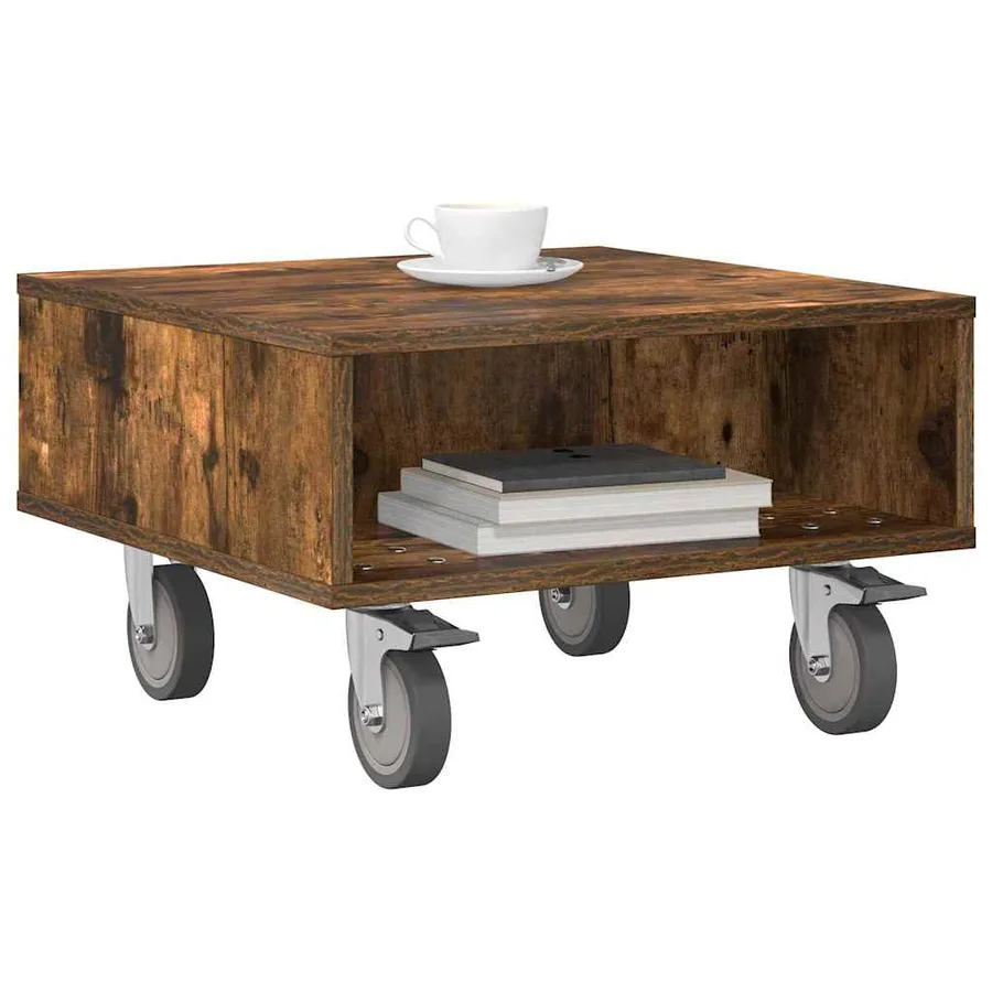 Table d'appoint avec roues Chêne fumé 50,5 x 50 x 30 cm - 3