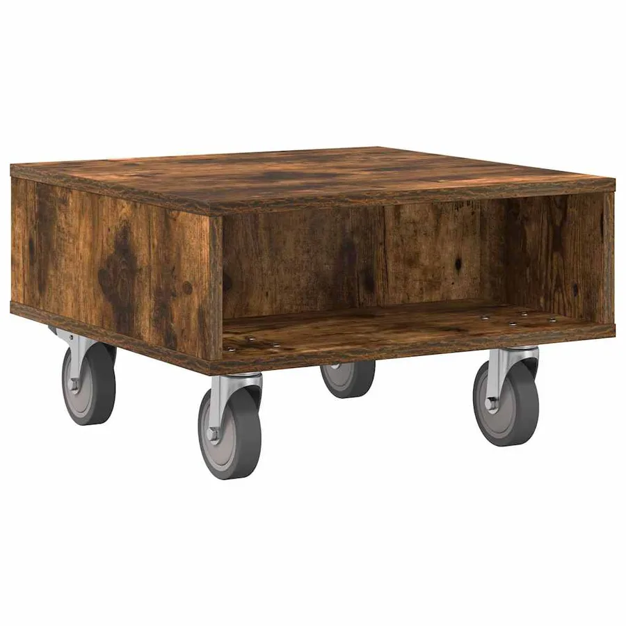 Table d'appoint avec roues Chêne fumé 50,5 x 50 x 30 cm - 7