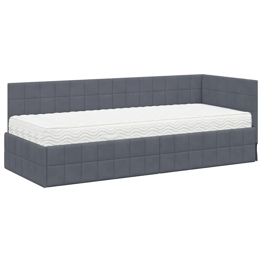 Cadre de lit d'angle avec matelas 2 pcs Gris Velours - 4