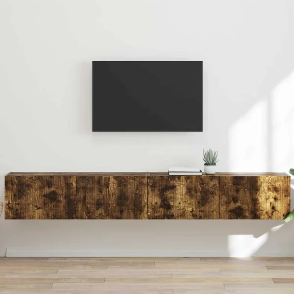 Meuble TV mural 2 pcs Chêne fumé 98 x 31 x 29,5 cm