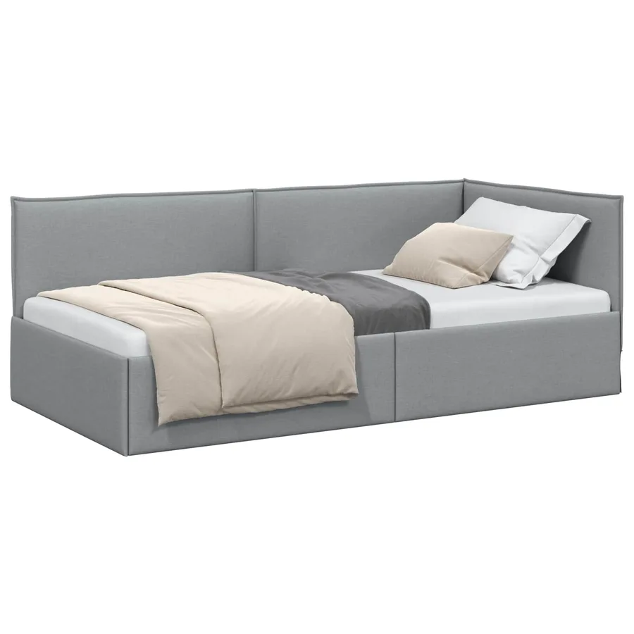 Cadre de lit d'angle Gris clair 80 x 200 cm tissu - 2