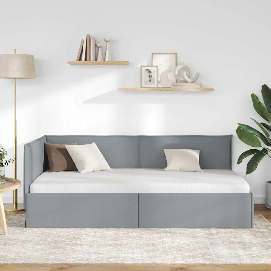 Cadre de lit d'angle Gris clair 80 x 200 cm tissu - 3