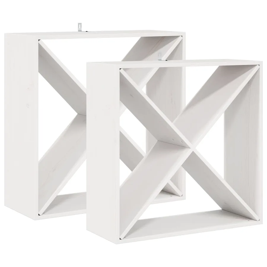 Étagère à vin 2 pcs Blanc 62 x 25 x 62 cm Pin massif - 2