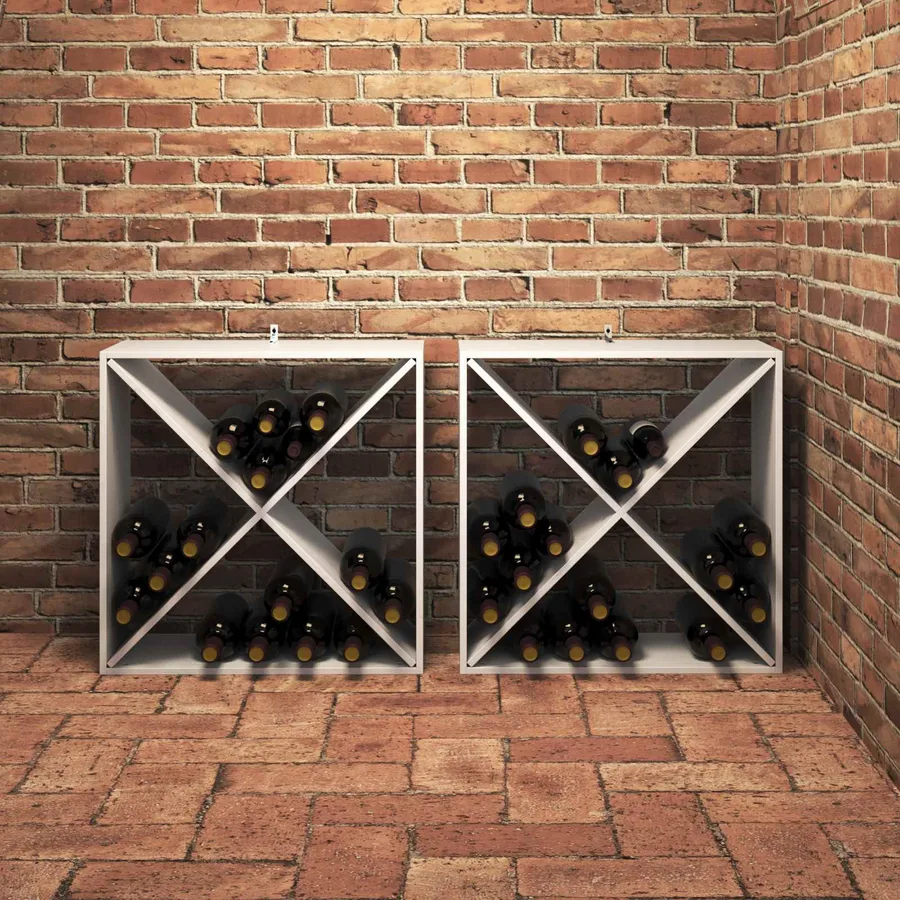 Étagère à vin 2 pcs Blanc 62 x 25 x 62 cm Pin massif - 4