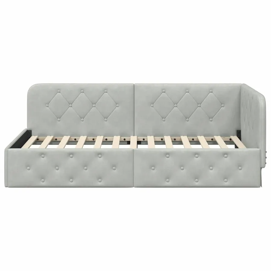 Cadre de lit d'angle Gris clair 90 x 190 cm Velours - 5