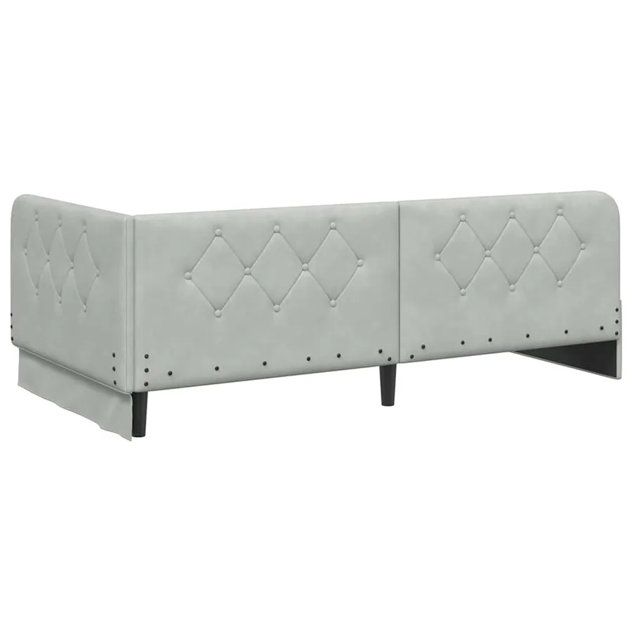 Cadre de lit d'angle Gris clair 90 x 190 cm Velours - 7