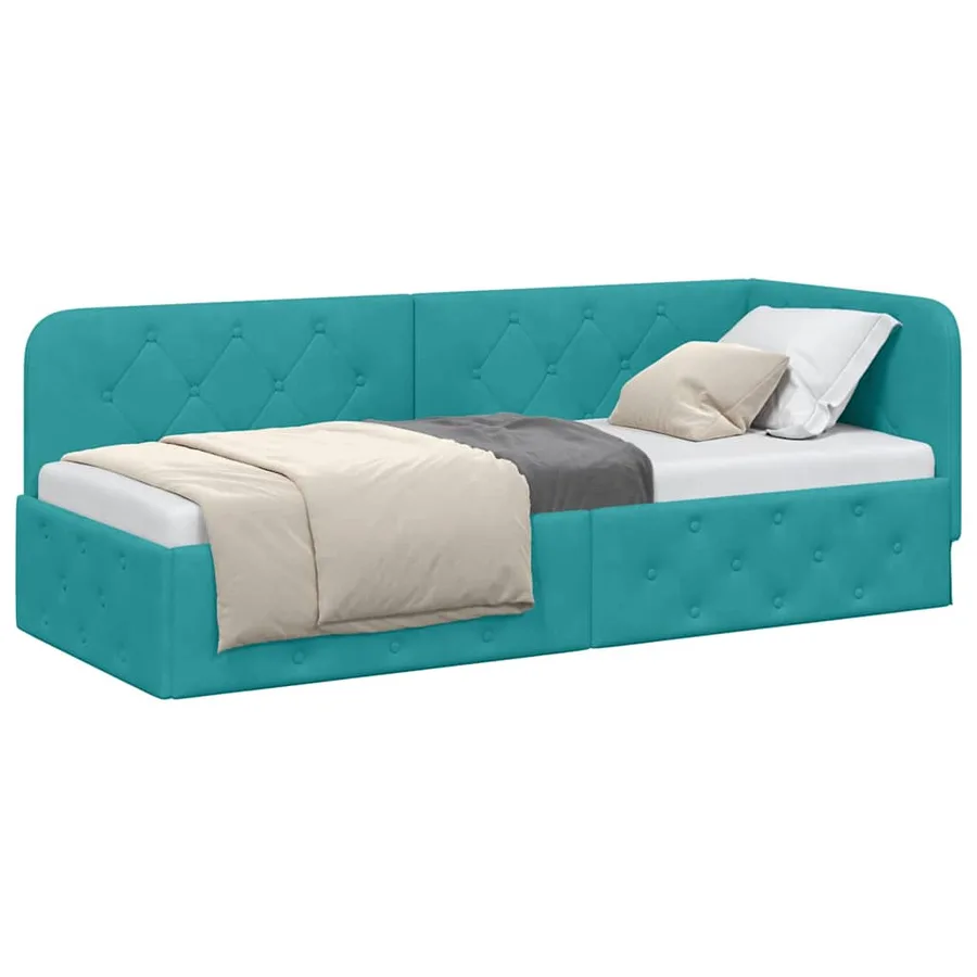 Cadre de lit d'angle Turquoise 80 x 200 cm Velours - 3