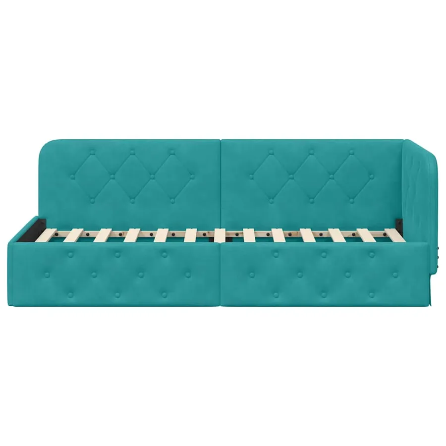 Cadre de lit d'angle Turquoise 80 x 200 cm Velours - 5