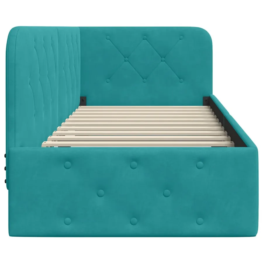 Cadre de lit d'angle Turquoise 80 x 200 cm Velours - 6
