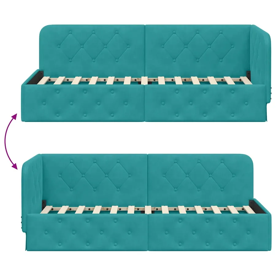 Cadre de lit d'angle Turquoise 80 x 200 cm Velours - 9