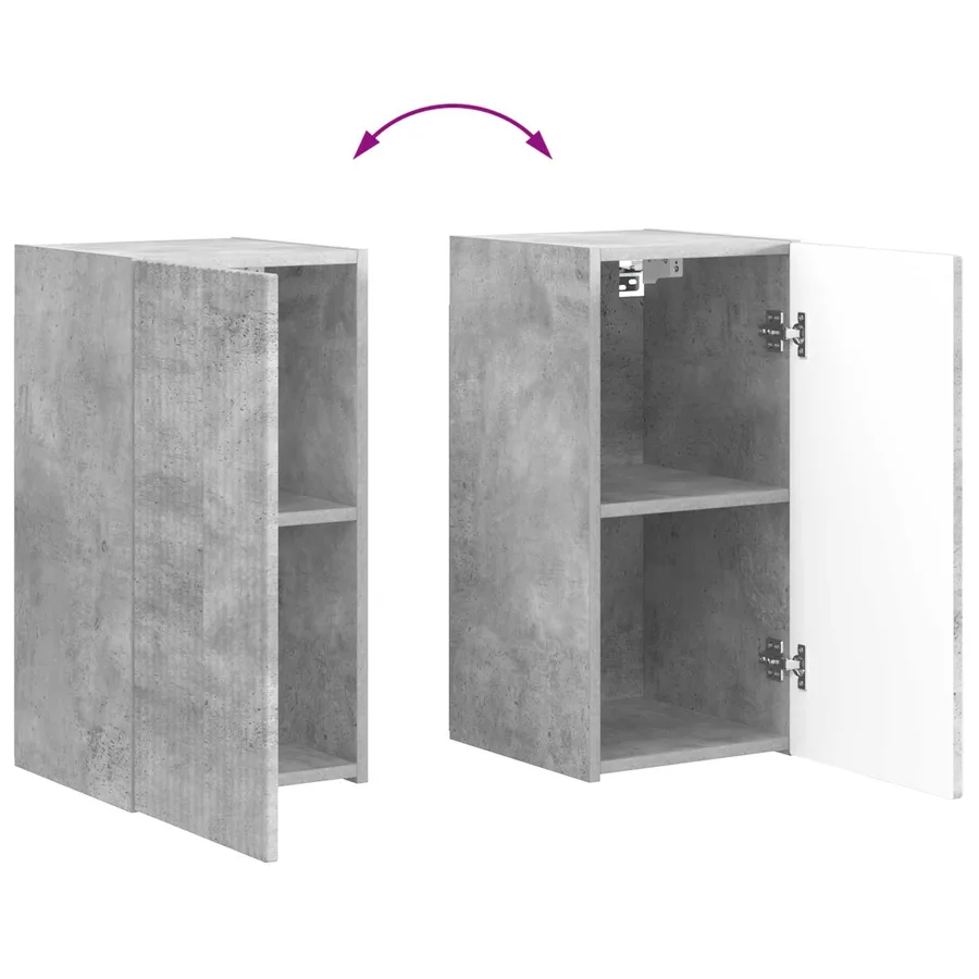 Ensemble de meuble TV mural 4 pcs Gris béton Bois d'ingénierie - 13