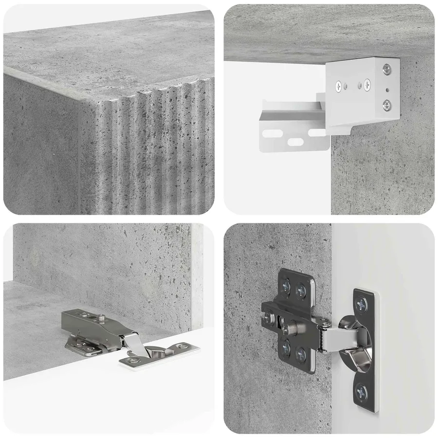 Ensemble de meuble TV mural 4 pcs Gris béton Bois d'ingénierie - 8