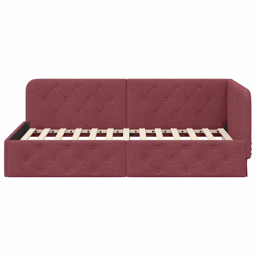 Cadre de lit d'angle Bordeaux 90 x 200 cm tissu - 5