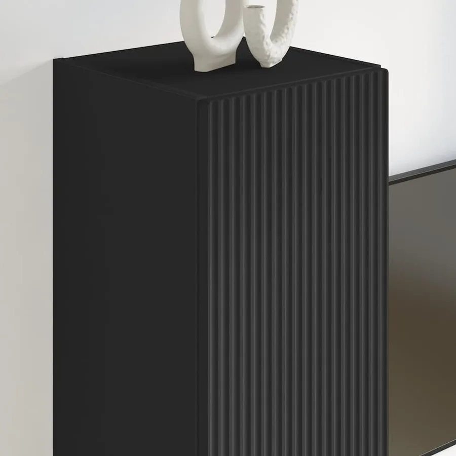 Meuble TV mural Noir 30 x 31 x 100 cm Bois d'ingénierie - 4