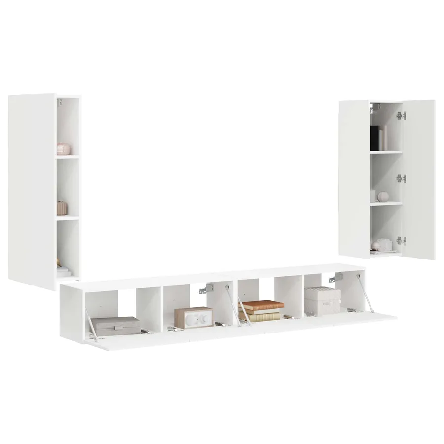 Ensemble de meuble TV mural 4 pcs Blanc Bois d'ingénierie - 3