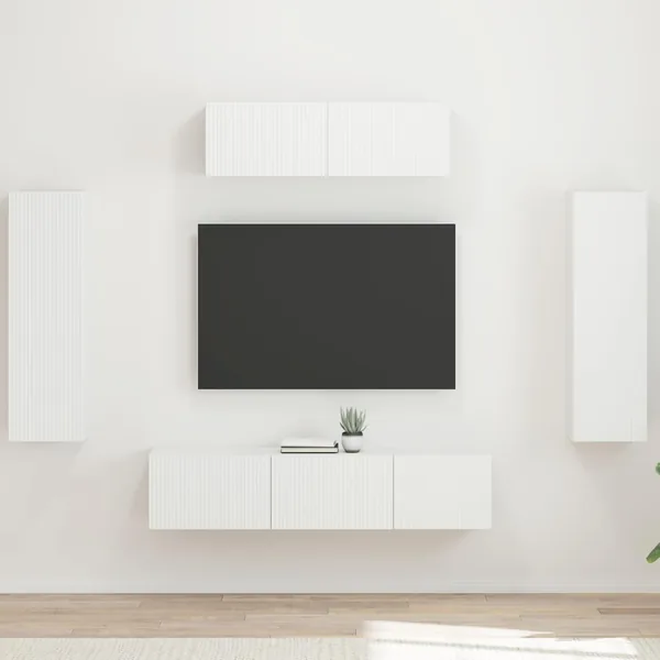 Meuble TV 5 pcs Blanc