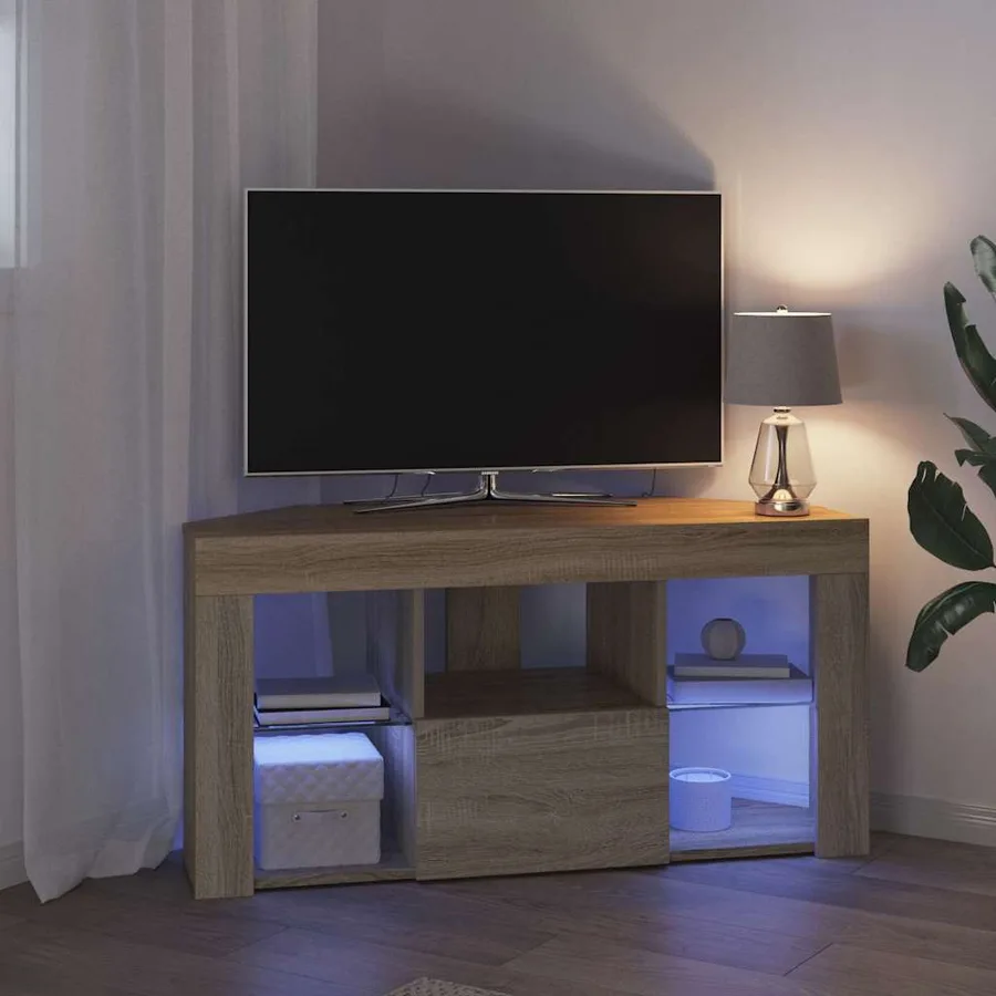Meuble TV LED d'Angle Chêne Sonoma 100 x 40 x 50 cm - 5