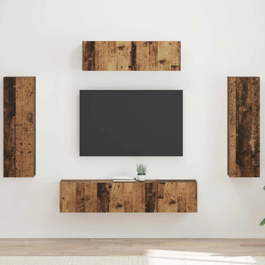 Meuble TV 5 pcs Bois ancien
