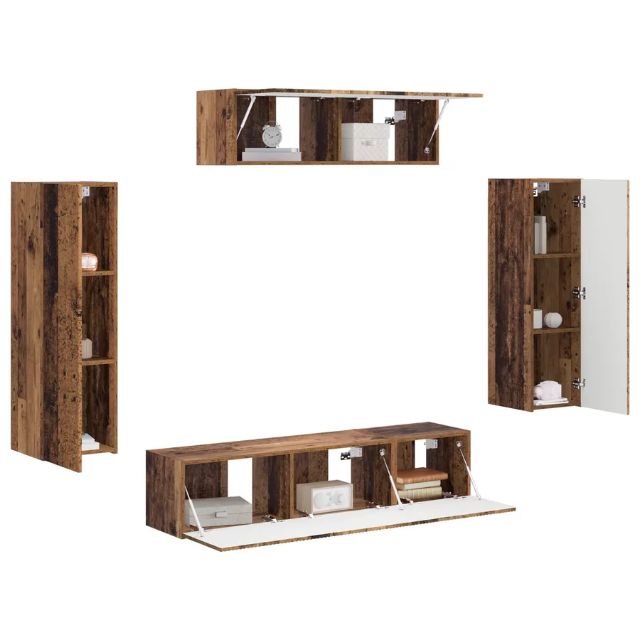 Meuble TV 5 pcs Bois ancien - 3