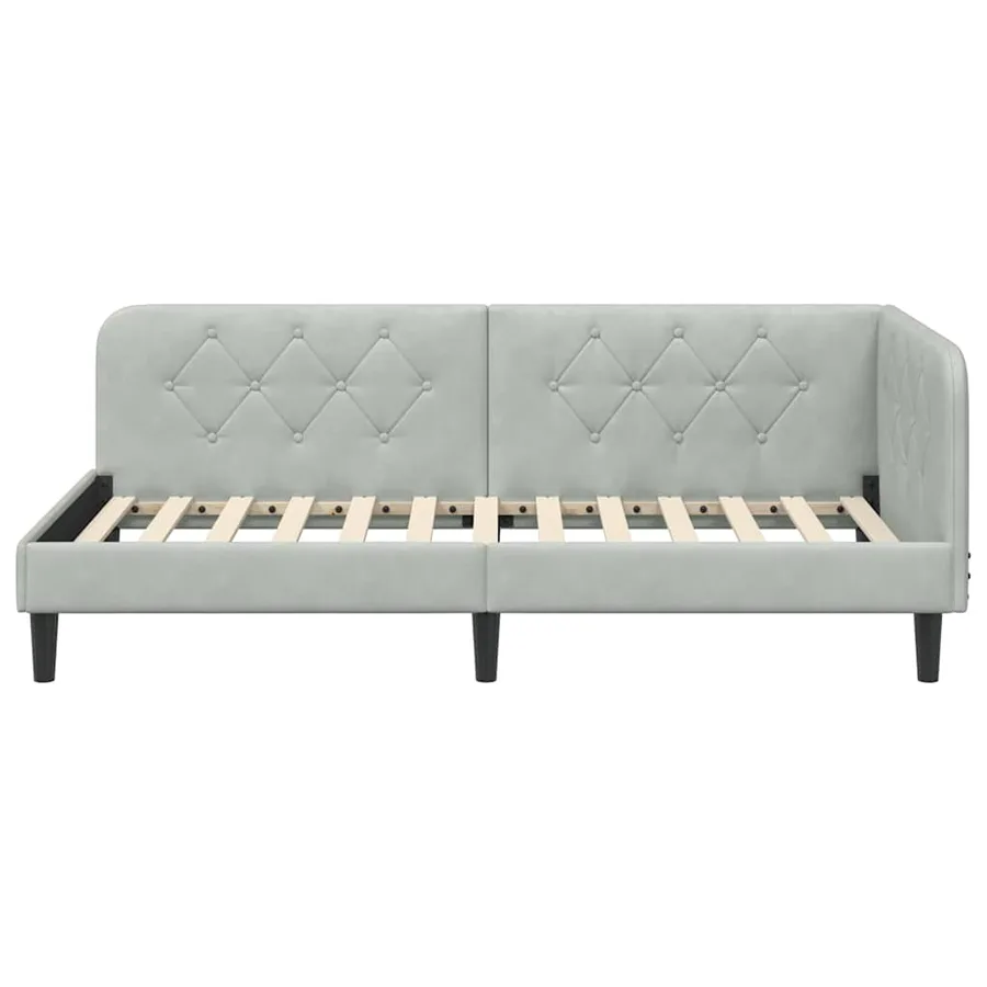 Cadre de lit d'angle Gris clair 90 x 190 cm Velours - 5