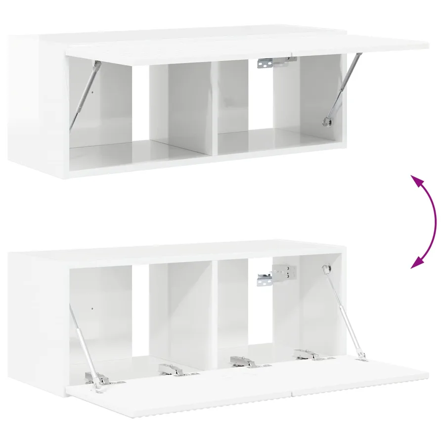 Ensemble meuble TV 2 pcs Blanc brillant Bois d'ingénierie - 10