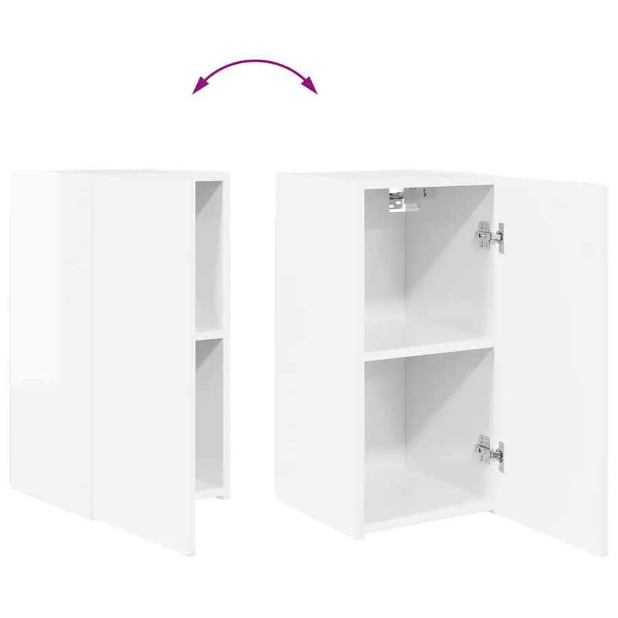 Ensemble meuble TV 2 pcs Blanc brillant Bois d'ingénierie - 11