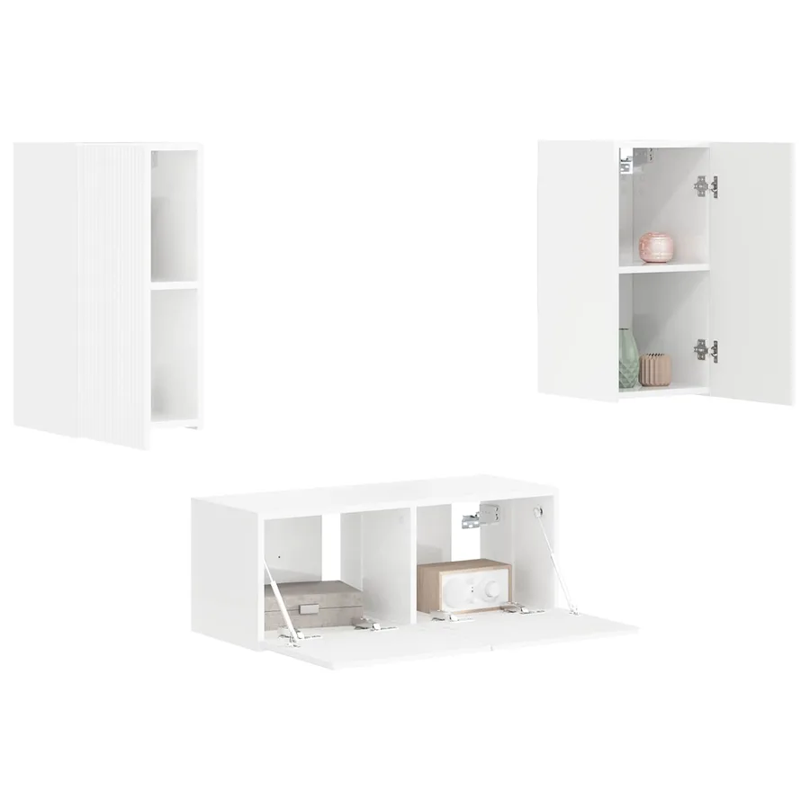 Ensemble meuble TV 2 pcs Blanc brillant Bois d'ingénierie - 3