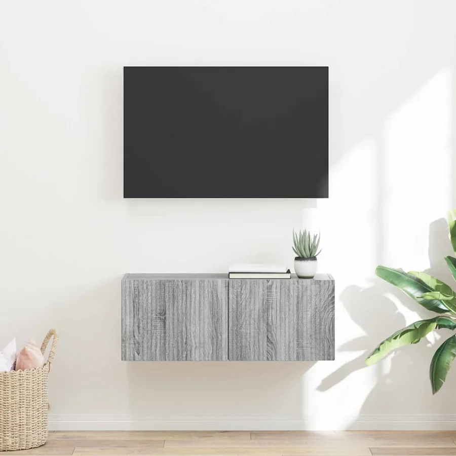 Meuble TV mural Montage mural Gris Sonoma 78,5 x 31 x 29,5 cm