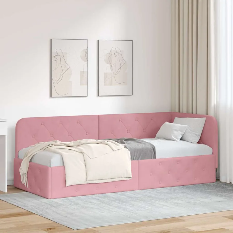 Cadre de lit d'angle Rose 80 x 200 cm Velours