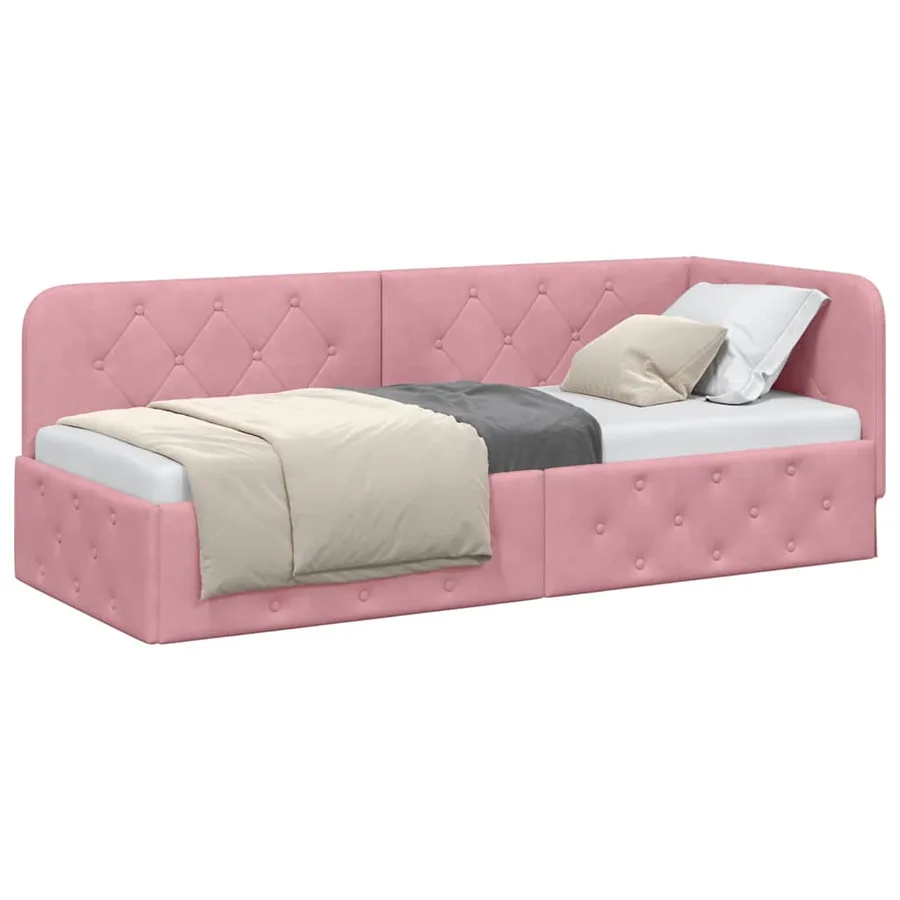 Cadre de lit d'angle Rose 80 x 200 cm Velours - 3