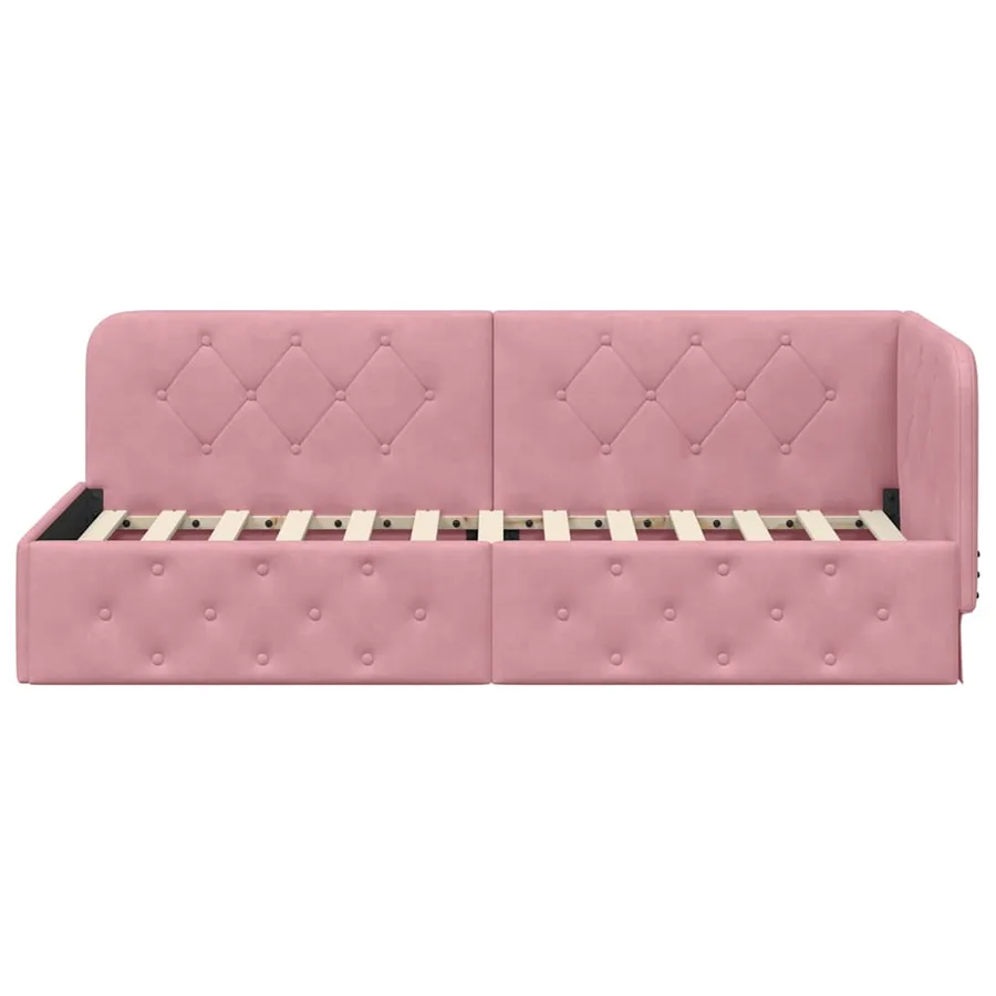 Cadre de lit d'angle Rose 80 x 200 cm Velours - 5