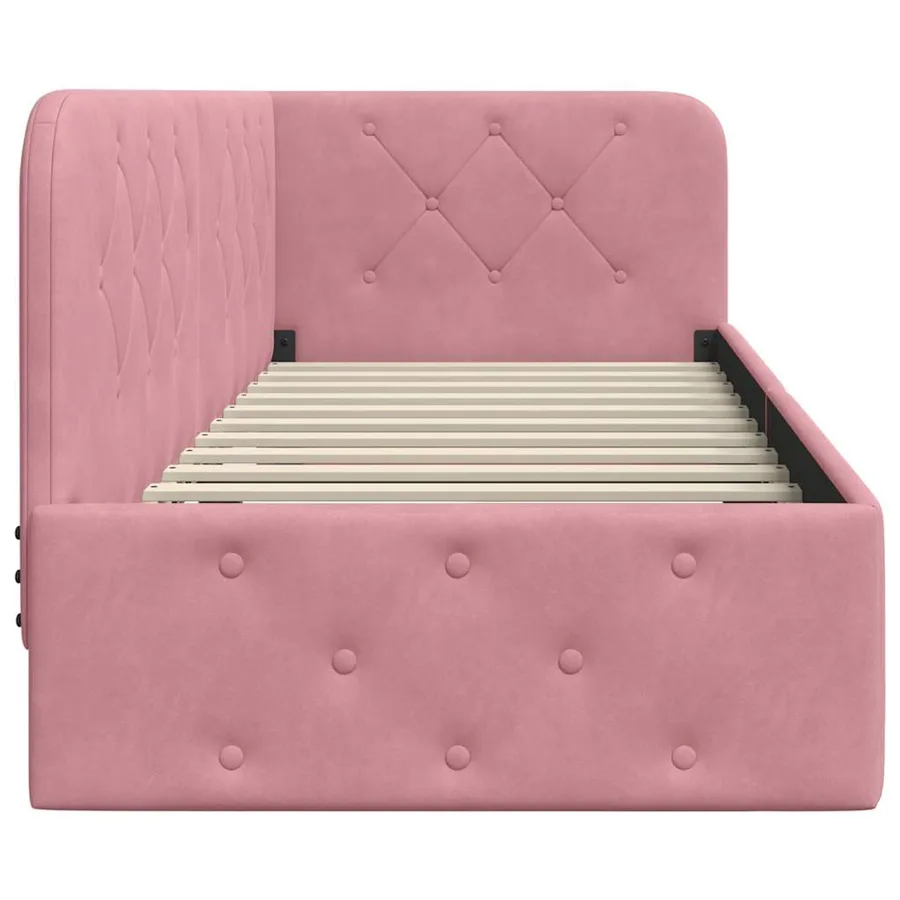 Cadre de lit d'angle Rose 80 x 200 cm Velours - 6