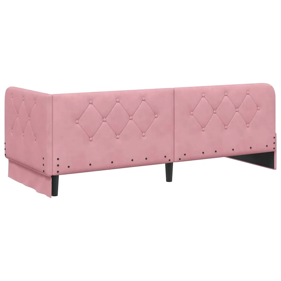 Cadre de lit d'angle Rose 80 x 200 cm Velours - 7