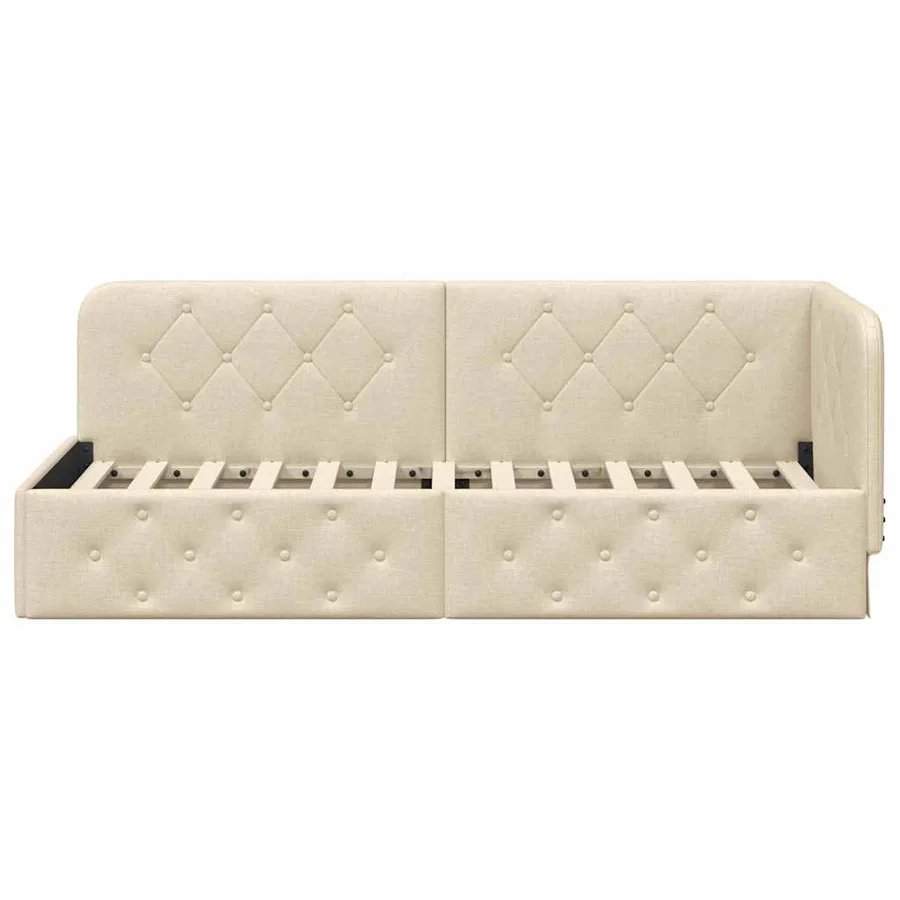 Cadre de lit d'angle Crème 80 x 200 cm tissu - 5