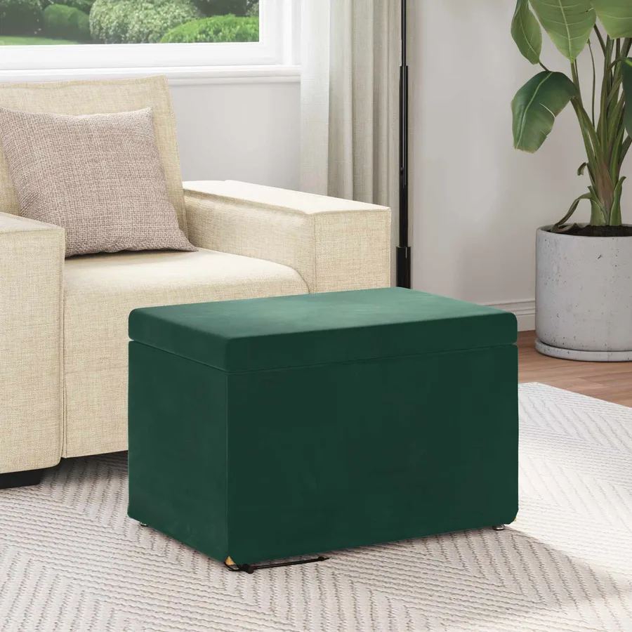 Tabouret Vert foncé 61 x 41 x 40 cm Velours et Bois Composite - 3