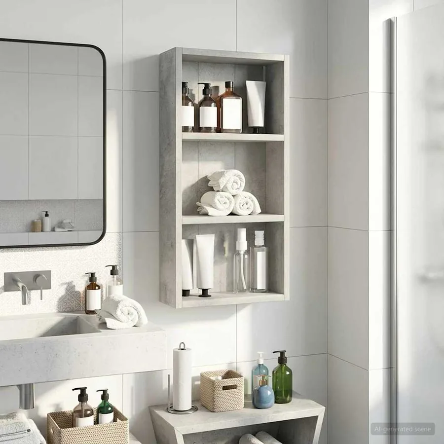 Armoire murale de salle de bain Gris Béton 30 x 10 x 60,5 cm