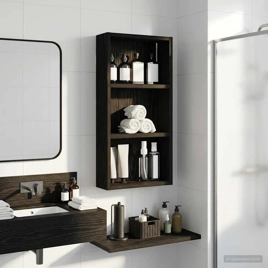 Armoire murale de salle de bain Chêne Noir 30 x 10 x 60,5 cm
