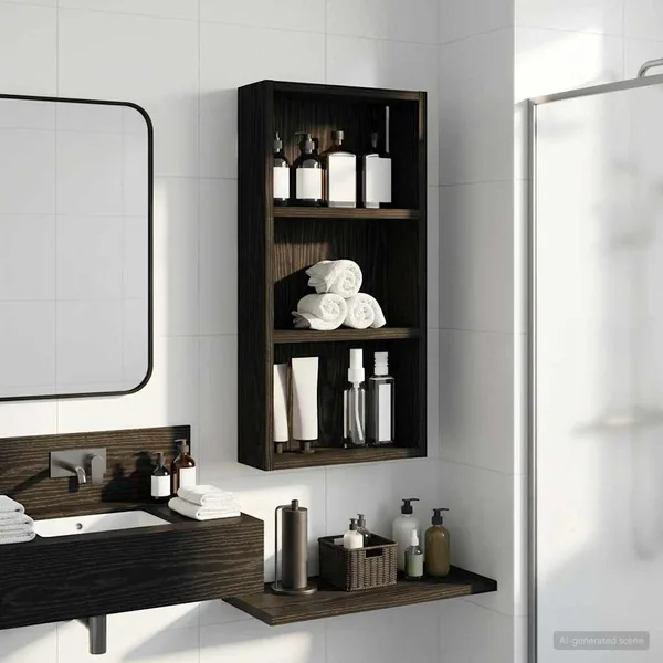 Armoire murale de salle de bain Chêne Noir 30 x 10 x 60,5 cm