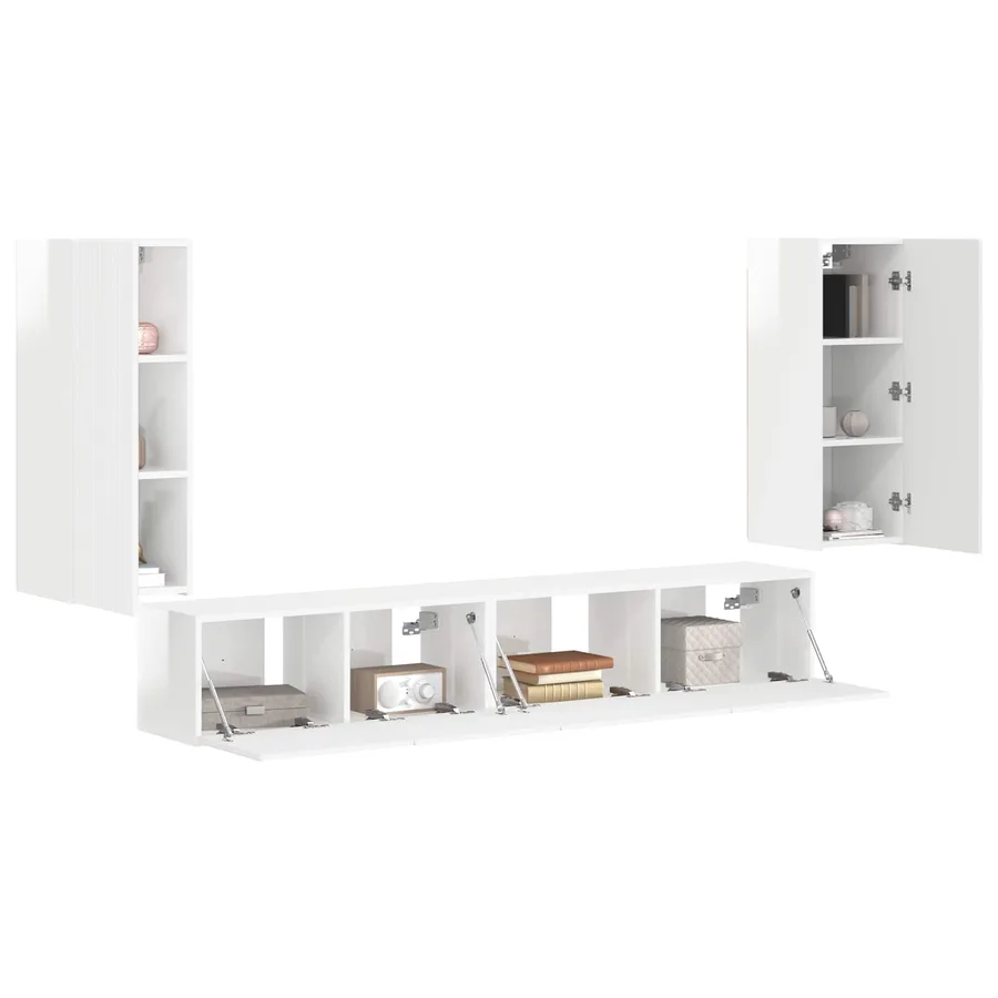Ensemble meuble TV 4 pcs Blanc brillant Bois d'ingénierie - 3