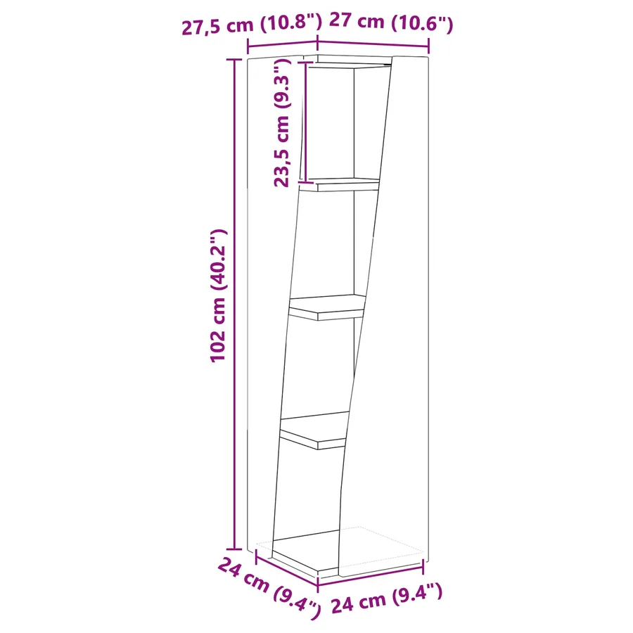 Meuble d'angle 27,5x27x102cm Bois d'ingénierie - 10