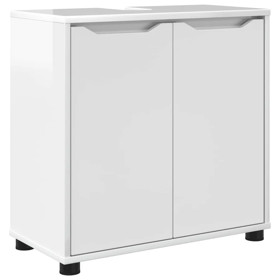 Armoire de lavabo de salle de bain avec étagère Blanc brillant - 2