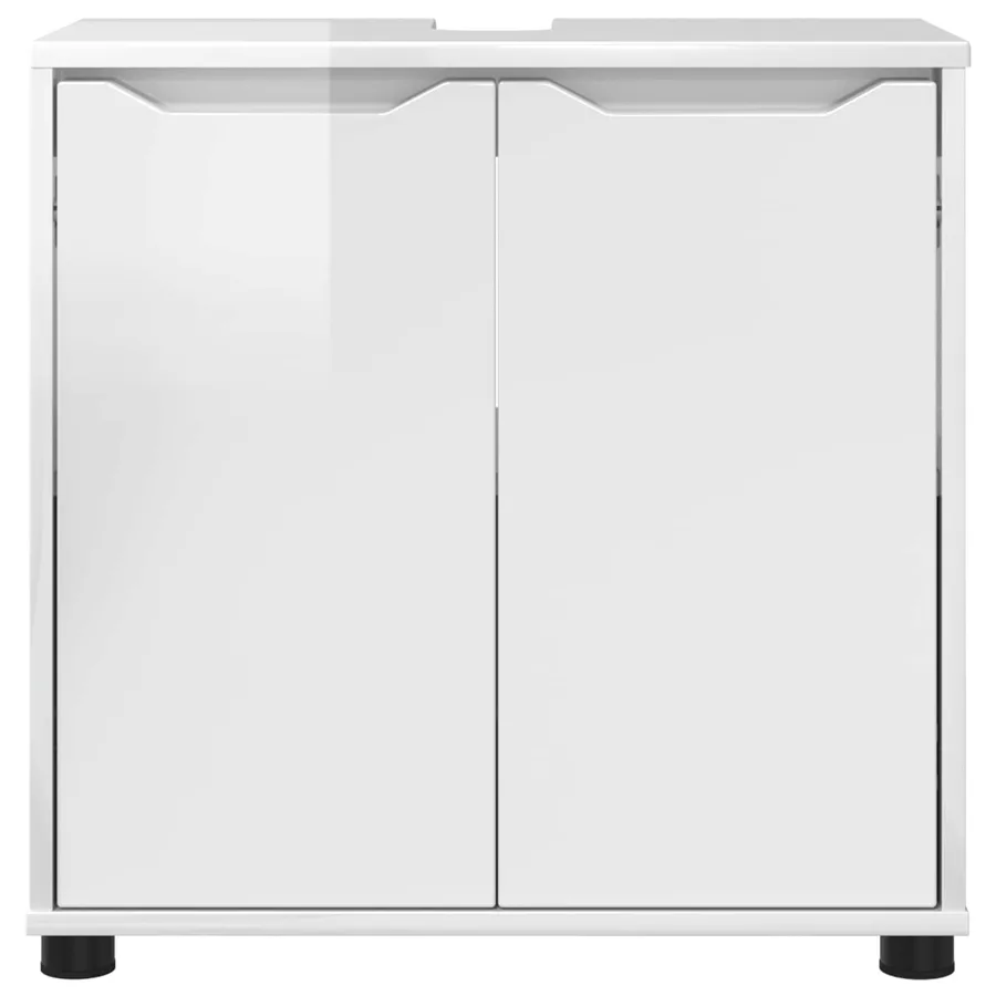 Armoire de lavabo de salle de bain avec étagère Blanc brillant - 6