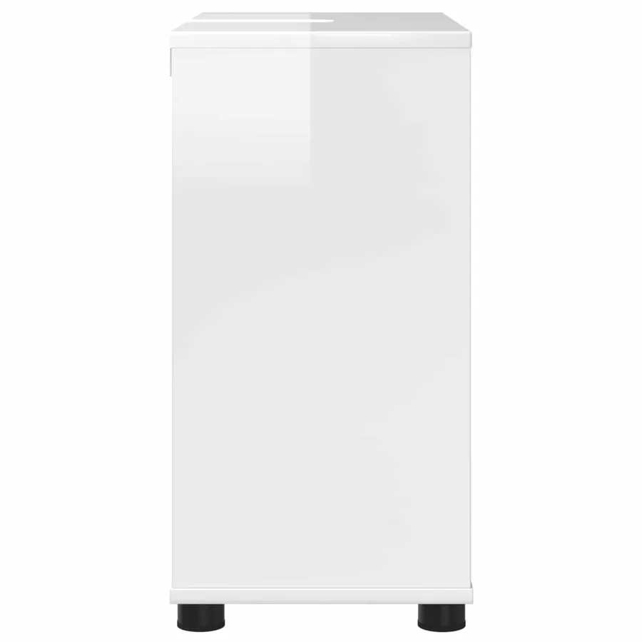 Armoire de lavabo de salle de bain avec étagère Blanc brillant - 7