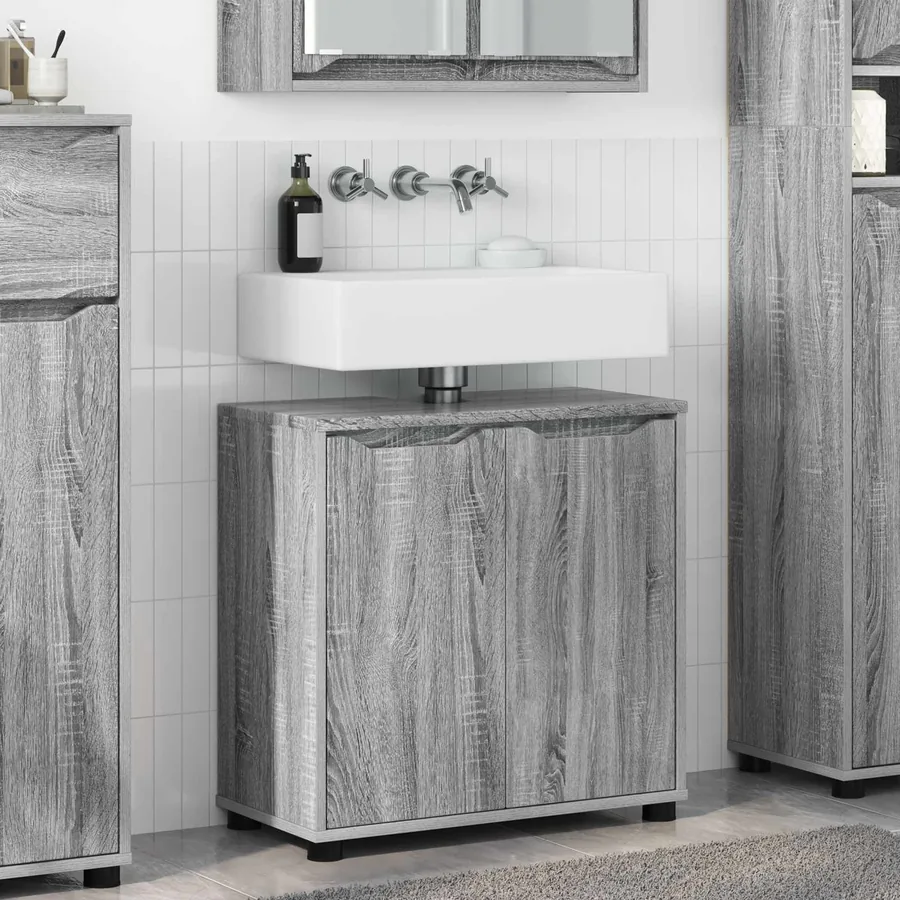 Armoire de lavabo de salle de bain Gris Sonoma 60 x 30 x 60 cm
