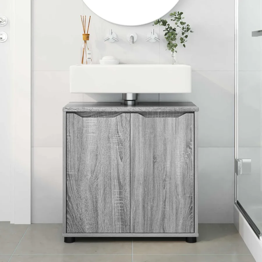 Armoire de lavabo de salle de bain Gris Sonoma 60 x 30 x 60 cm - 4
